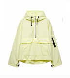 Fall 2025 Women's Casual Spor Loose Fit Stand Collar Long Sve Hooded Jaet Windbreaker Outerwear Polyester Fiber 00%