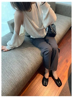 2025 Women Slip on Casual Loafers Chunky Heel Shoe Soft Moccasins Footwear New Fashion Split Toe Shoes Zapatos De Mujer