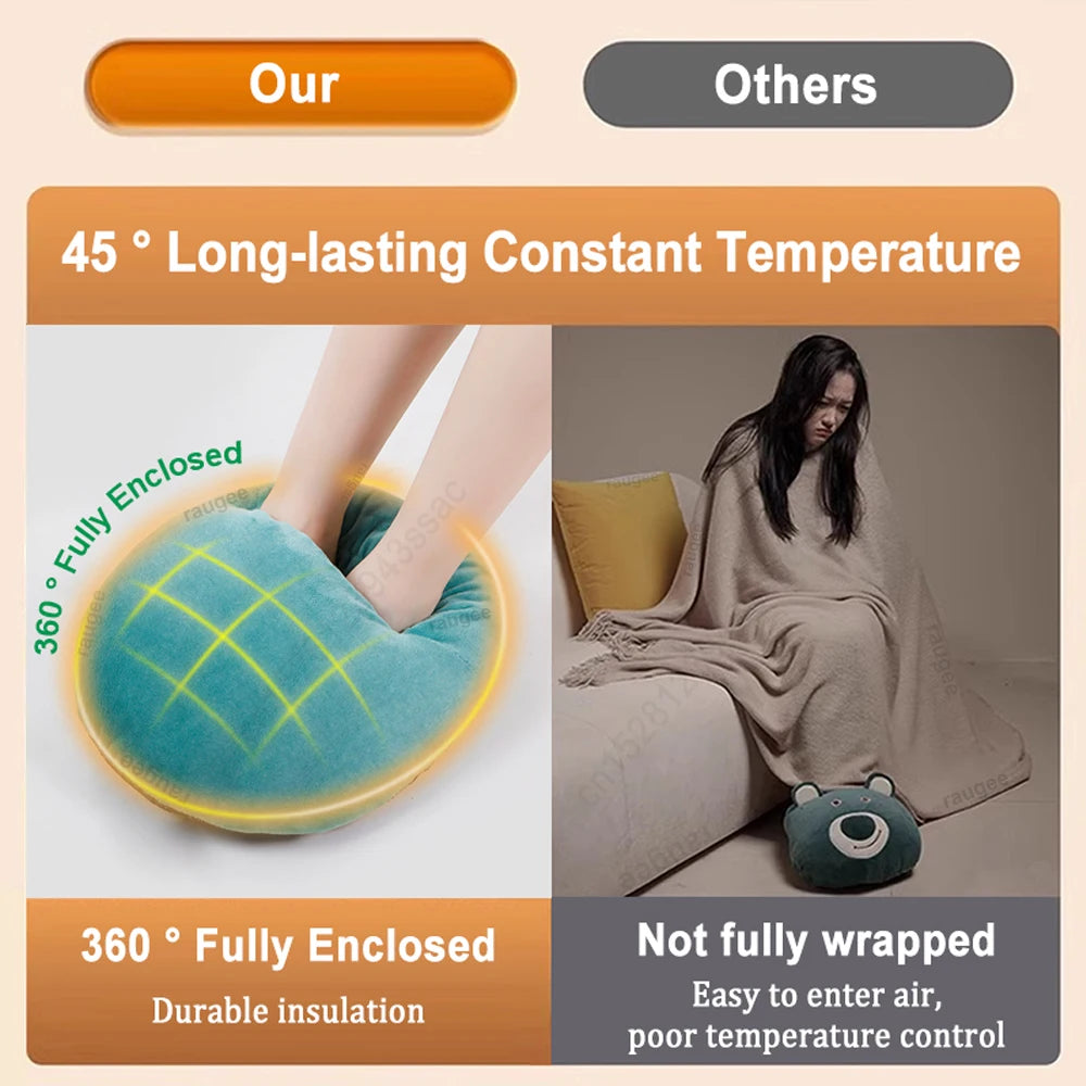 Foot Warmer USB Foot Heater Foot Thermal Heating Pad Electric Winter Hot Feet Heat Bag Portable Soft Plush Foot Warmer for Home