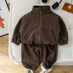 Children Baby Clothing Sets Winter Fleece Casual 2 PCS Child Sets Sport Suit for Girls Boys Cotton Clothes Coat+Pants 1-6 Yrs