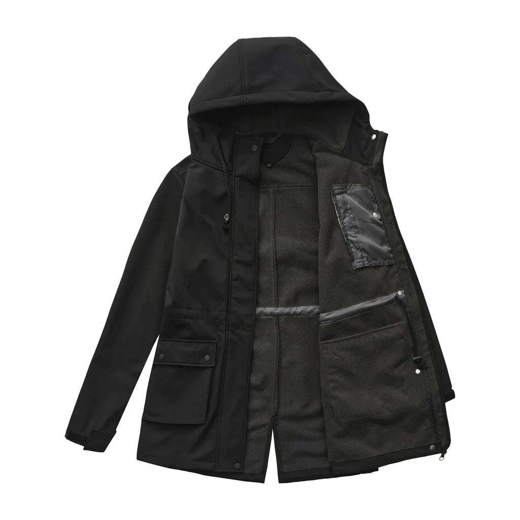 Waterproof Autumn Women's Mountaineering Coat Solid Big Pockets Hooded Loosse Female's Jacket Windproof Thermal outwear For Lady