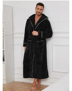 Men's Autumn/Winter New Style Comfortable Cotton Flannel Robe Luxury Open-Front Couples Robe Men's Warm Bathrobe Nightwear