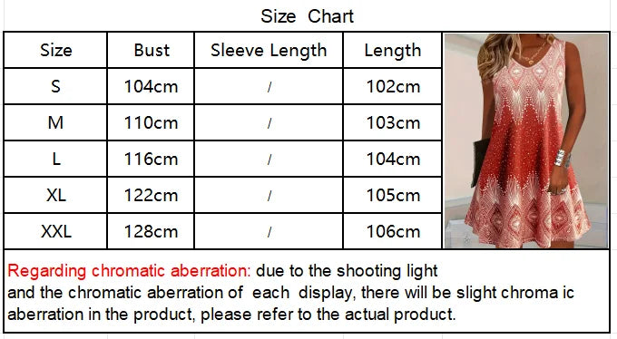 Plus-size women's summer sleeveless V-neck retro printed elegant dress