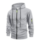 Mens Letter Jacquard Jacket Simple Stylish Autumn Sportwear Warm Casual Multiple Pockets Outwear Zip Up Hooded Coats for Men