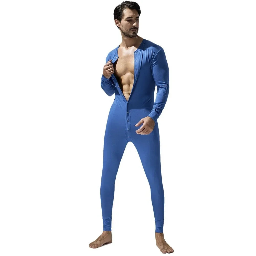 New Men's One-Piece Pajamas Home Fitness Wear Men's Bodysuit