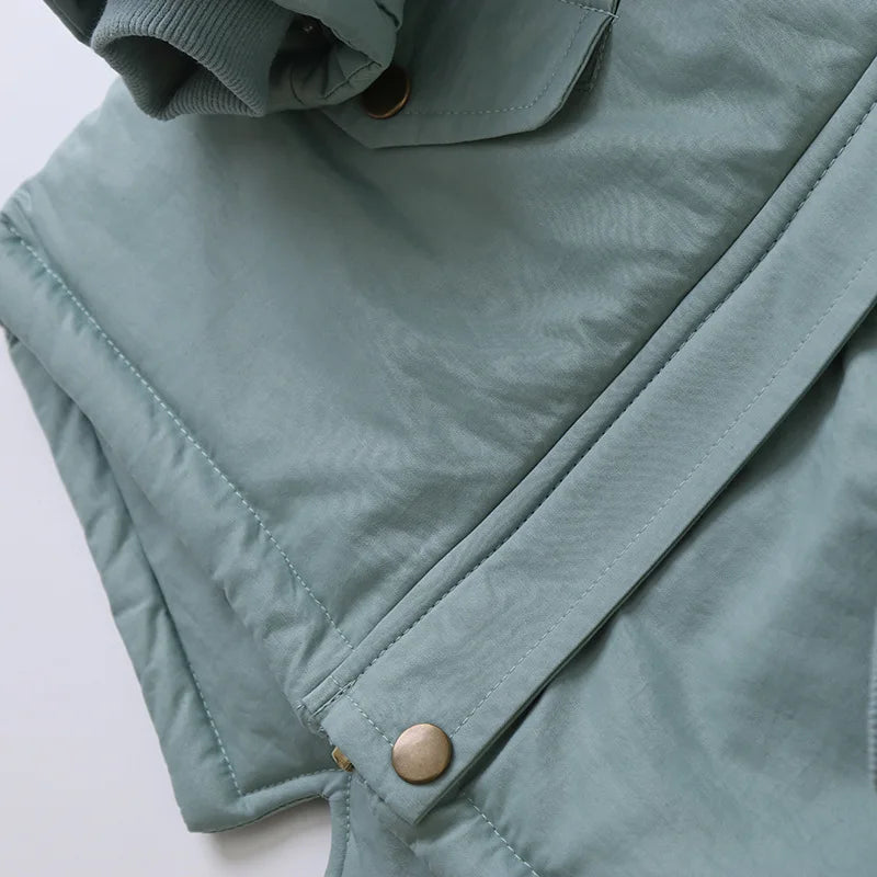 2025 Autumn Winter Girl Jacket Coat Faux Fur Hooded Plus Velvet Thicken Warm Jacket For Girl 4-14 Year Kids Teenager Girl Parka