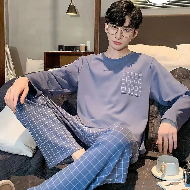 Pajamas Men Long Sleeves and Trousers