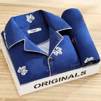 Men's Thin Cotton Pajamas Long Sve Long Pants Two-Piece Set Casual