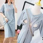 Breastfeeding Dress Home Clothes For Women Summer Maternity Nursing Dresses Pregnant Loose Casual Feeding Clothing Pregnancy