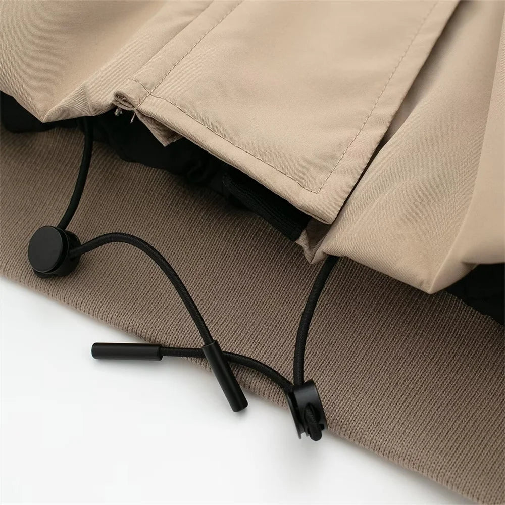 Autumn New Product Women's Stand up Collar Hoodie Long Sleeve Zipper Decoration workwear Style Short Jacket Coat