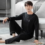 Fashion Lounge Pajamas Sets Men's Spring New Long-sleeved Tops with Trousers Cotton Homewear Comfort Simple Sleepwear Two Pieces