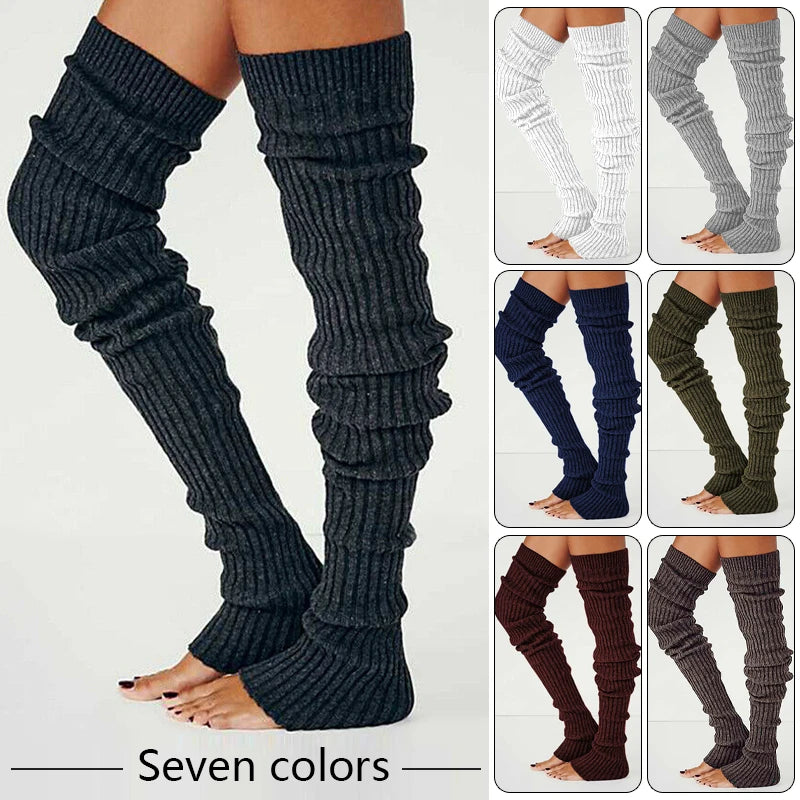 Winter Long Warm Leg Warmers Knitting Knee High Socks Girl Boot Topper Sock Skinny Stockings Lolita Knitted Crochet Long Socks