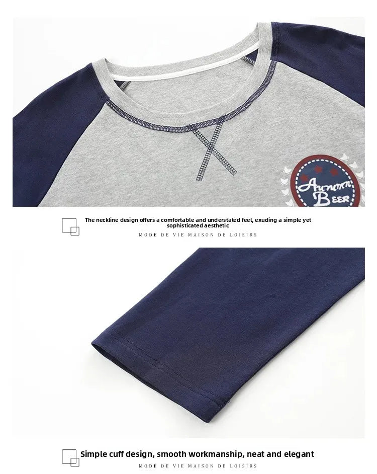 Fashion Lounge Pajamas Sets Men's Spring New Long-sleeved Tops with Trousers Cotton Homewear Comfort Simple Sleepwear Two Pieces