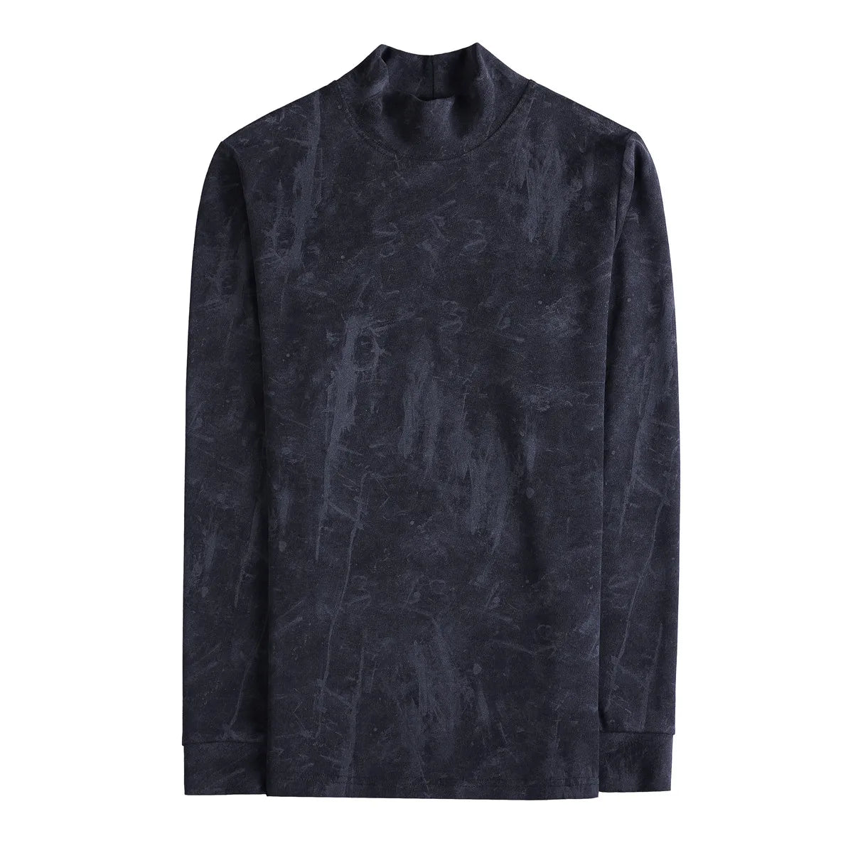 Men Tie-Dye Long-Sleeve T-Shirt | Half-High Collar Base Layer Trendy Versatile Casual Wear 95% Cotton Breathable  Sweat-wicking
