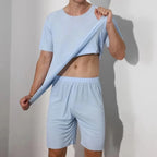 Men's two-piece ice silk pajamas