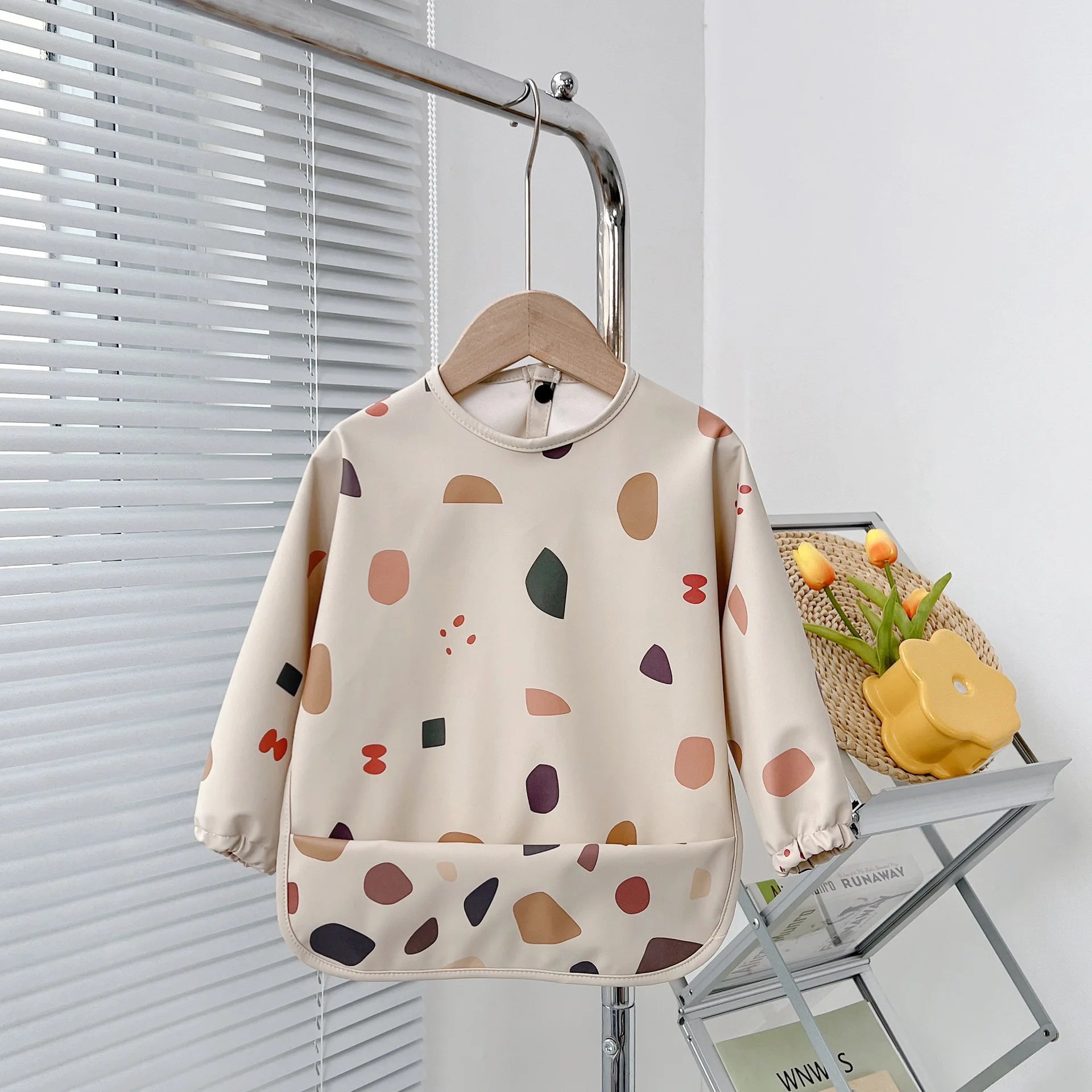 2025New Solid Color Painting Smock Baby's Soft Waterproof Long Sleeve Art Smock Feeding Bib Apron for Kids Accessories