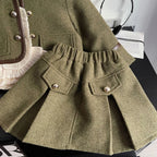 Girls Sets New Autumn and Winter Clothing Korean Children Temperament Top Coat Solid Color Skirt Two Piece Childrens Sets