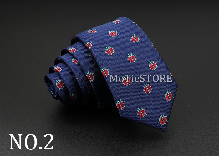 New Design Animal Tie For Men Polyester Woven Necktie Ladybug Dog Dinosaur Shark Jacquard Fashion Party Wedding Gravata Ties