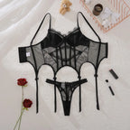 Lingeries Sexy Hot Exquisite Sheer Eyelash Lace Lingerie Sets for Women Tight Waist Corset Tops and Thong Garter Erotic Costumes