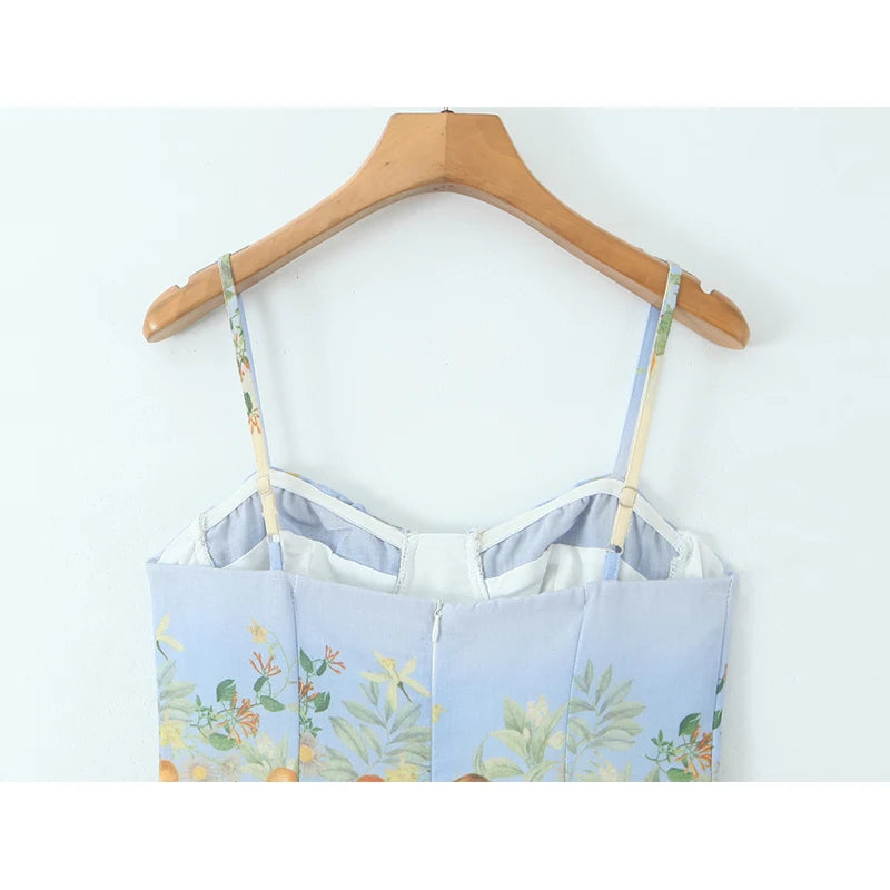YENKYE Sexy Spaghetti Straps Floral Print Boho Dresses Women Elegant A-line Midi Summer Vacation Dress 2026 Robe