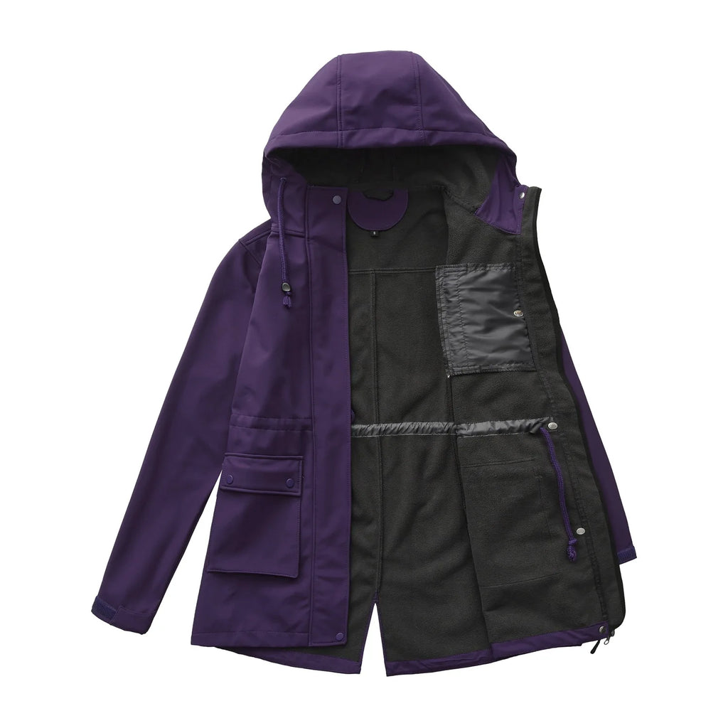 Waterproof Autumn Women's Mountaineering Coat Solid Big Pockets Hooded Loosse Female's Jacket Windproof Thermal outwear For Lady