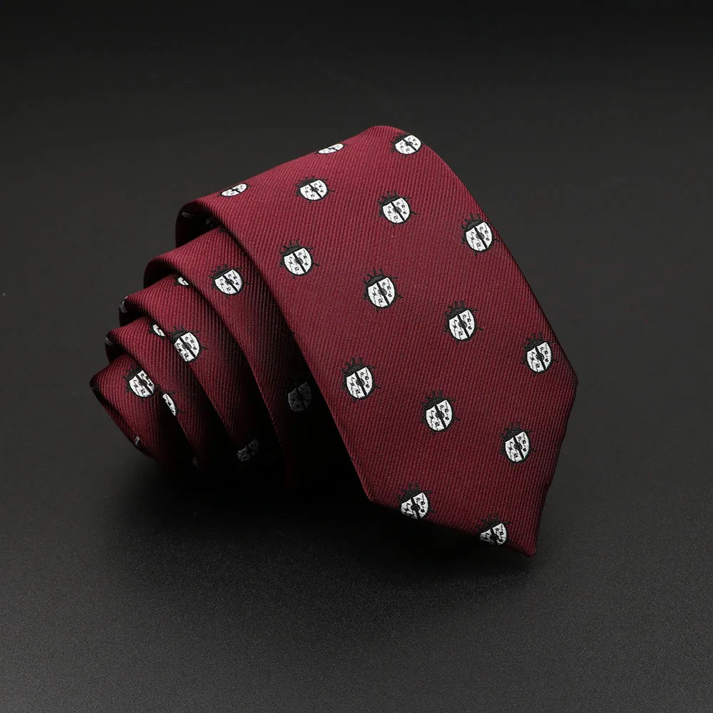 New Design Animal Tie For Men Polyester Woven Necktie Ladybug Dog Dinosaur Shark Jacquard Fashion Party Wedding Gravata Ties
