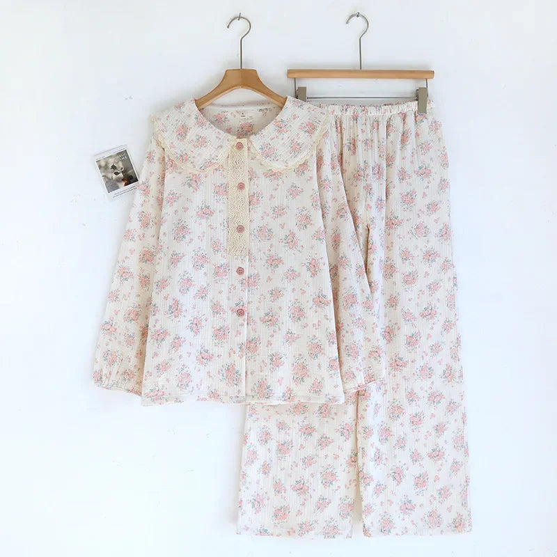 Pajamas for Women Spring and Autumn Sweet Cartoon Printed Cute Home Clothes Round Neck 2025 Long Sleeved Pants Two-piece Set