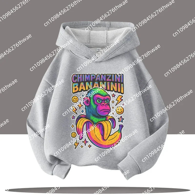 Boy's sports shirt -interesting Italian brain rot Tung Tungtung Sahur children's hooded shirt                h cartoon print-fall/winter top