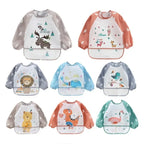 Baby Boys Girls Burp Cloth Banana Bibs for1-3Year Long Sleeve Scarf Waterproof Toddler Art Smock Feeding Bib Apron Pocket Infant