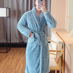 Men's Robes Long Sve Coral Fce Robe Thi Warm Batobe Luxury Home Clothes Morning Gown Mid-Length Fiber Winter Wear Bathrobe Men