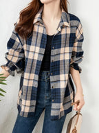 Ladies' fashionable checkered long sleeved jacket