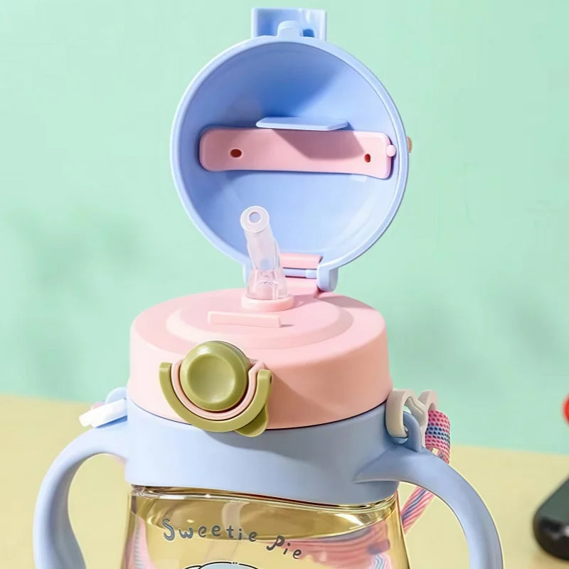 410ML Baby Drinking Cup Feeding Bottle Anti-Choking with Straw Gravity Ball Wide Caliber Drinking Milk Water Bottle with Handle