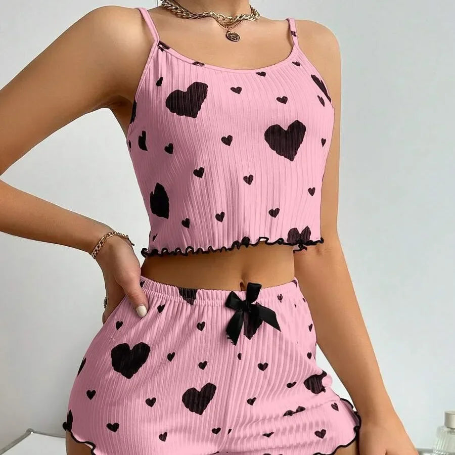 Women's Pajamas Set Sleepwear 2 PCS Short Tank Tops And Short