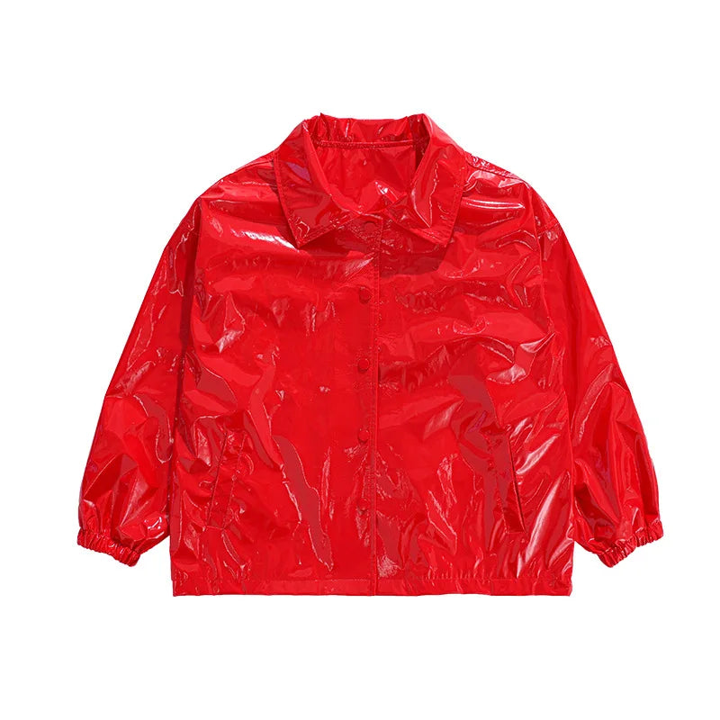 Boys K-pop Fashion Leather Jacket Street Dance Cargo Pants Girl Hip Hop Streetwear Kids Children Jazz Shiny Costume Clothes Sets