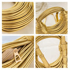 Women 2025 New Gold Luxury Designer Brand Handwoven Noodle Bags Rope Knotted Pulled Hobo Silver Evening Clutch Chic