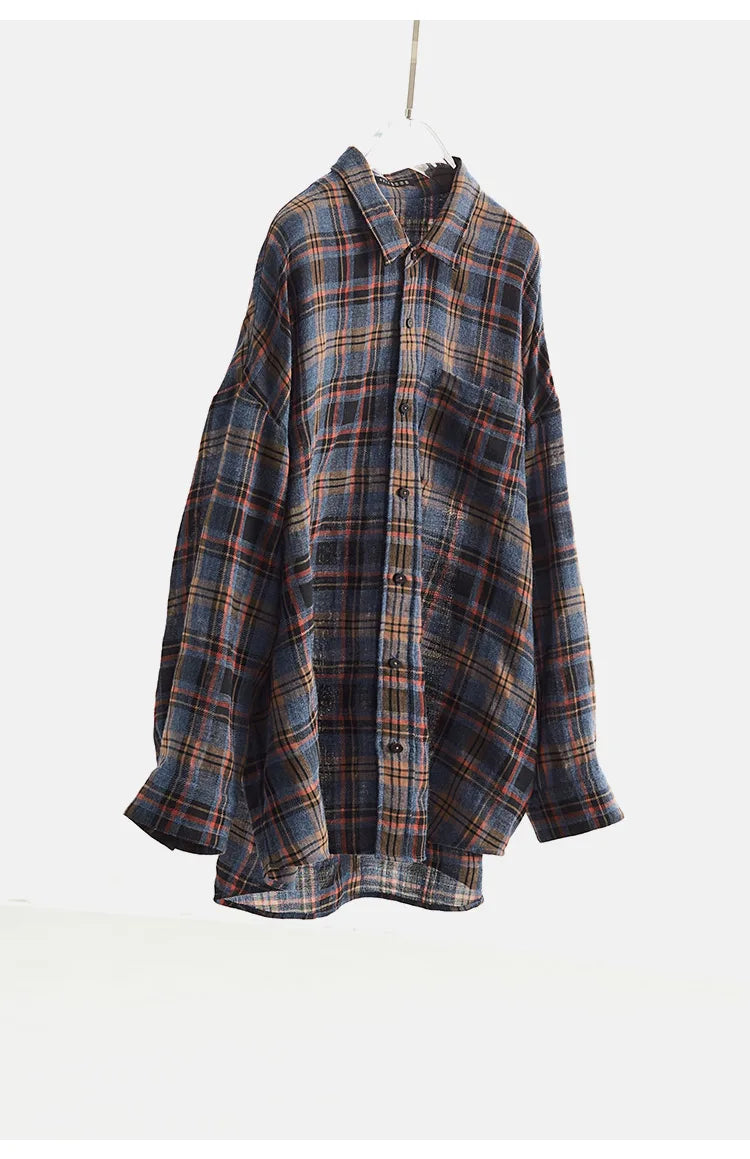 High-Quality Custom-Made Fabrics, Very Limited Quantity ~ Women's Plaid Long-Sleeve Shirt with Polo Collar, Casual Slim-Fit Loose Top, New Autumn 2025 Model