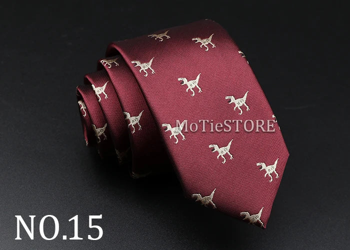 New Design Animal Tie For Men Polyester Woven Necktie Ladybug Dog Dinosaur Shark Jacquard Fashion Party Wedding Gravata Ties