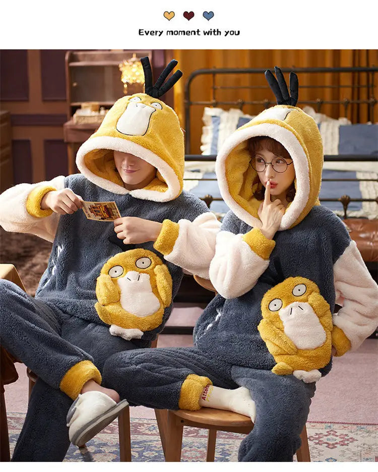 Couples Pajamas Women Men Winter Thicken Pyjamas Sleepwear