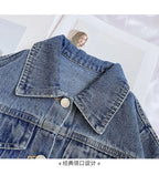 Girl Denim Jacket Spring and Autumn Children's Casual Jeans Clothes Little Girl Baby Denim Coat