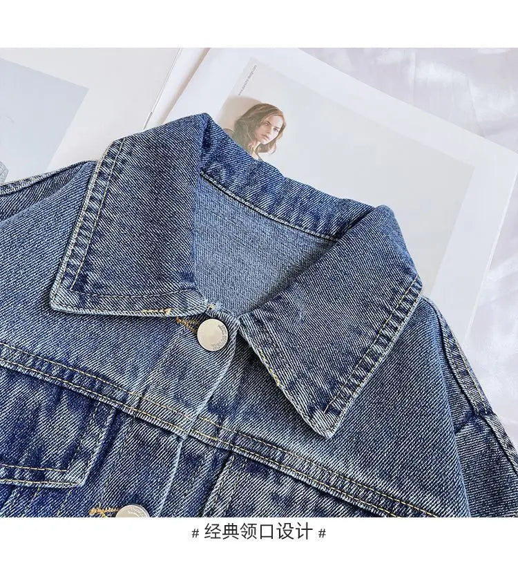 Girl Denim Jacket Spring and Autumn Children's Casual Jeans Clothes Little Girl Baby Denim Coat