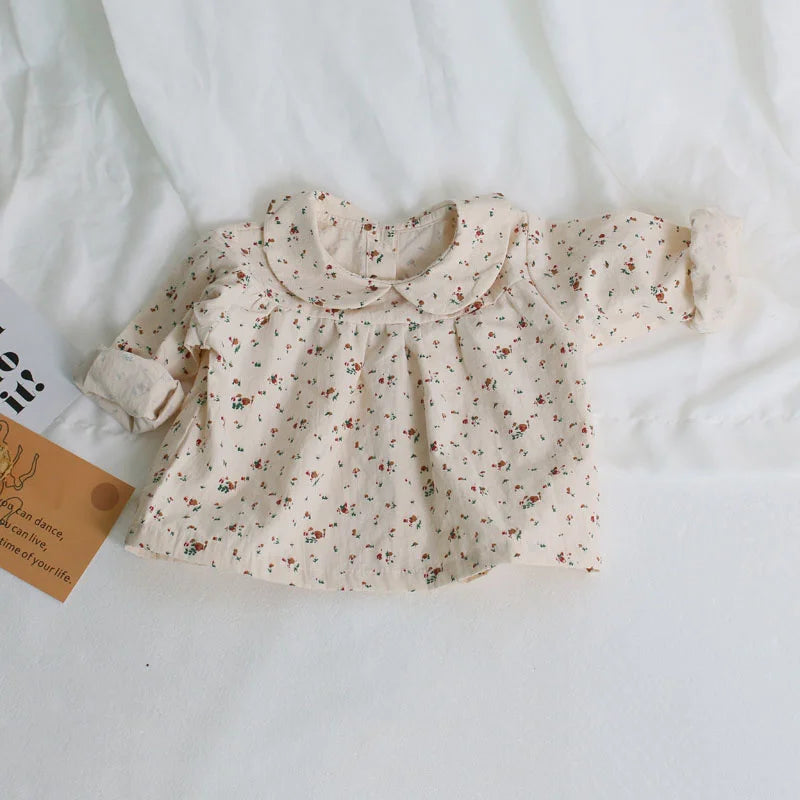 Spring Baby Girl Tshirt Cotton Floral Long Sleeve Infant Top Toddler Girl Clothing