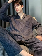 Men's Pajamas Can Be Worn Outside in Spring and Autumn, Cardigan Long-Sleeved New Casual Home Wear Men's Autumn and Winter Suits