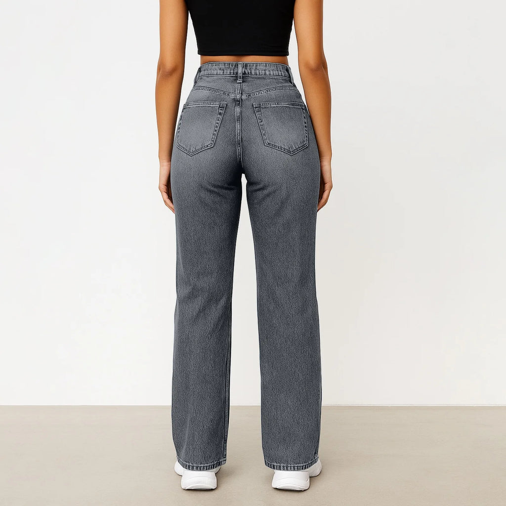 Wide-Leg Jeans Women Light Blue High-Waisted