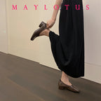 2025 Women Slip on Casual Loafers Chunky Heel Shoe Soft Moccasins Footwear New Fashion Split Toe Shoes Zapatos De Mujer