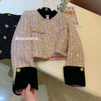 Thickened Coat Heavy Embroidery Sequins Short Coat 2024 New Tweed Top