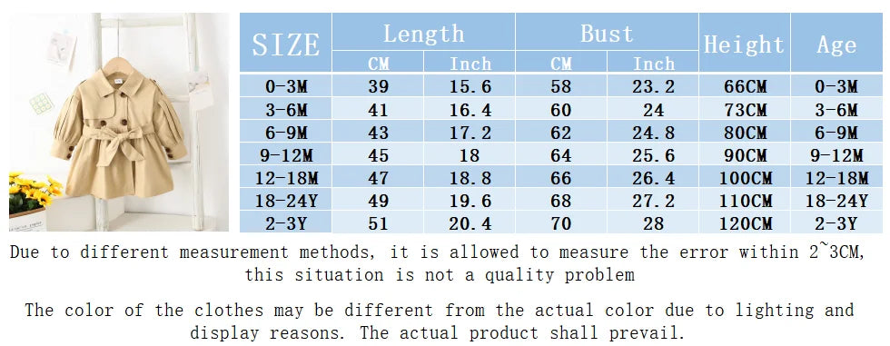 Trench Coat For Girl Children's Spring Cute Long Jacket 2024 New Kids Khaki Casual Outerwear Baby Khaki Fashion Windbreaker ﻿