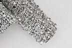 BKQU Tweed Sequined Jackets Women Casual Loose Round Neck Long Sleeved Cropped Silver Cardigan Autumn Female Warm Elegant Coats