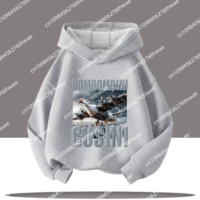 Boy's sports shirt -interesting Italian brain rot Tung Tungtung Sahur children's hooded shirt                h cartoon print-fall/winter top