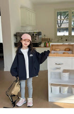 Girl's Fashion Spring Autumn Navy Coat Letter Print Jacket Casual Clothes for Teenagers 4-14Y Windbreaker Girls Children's Top