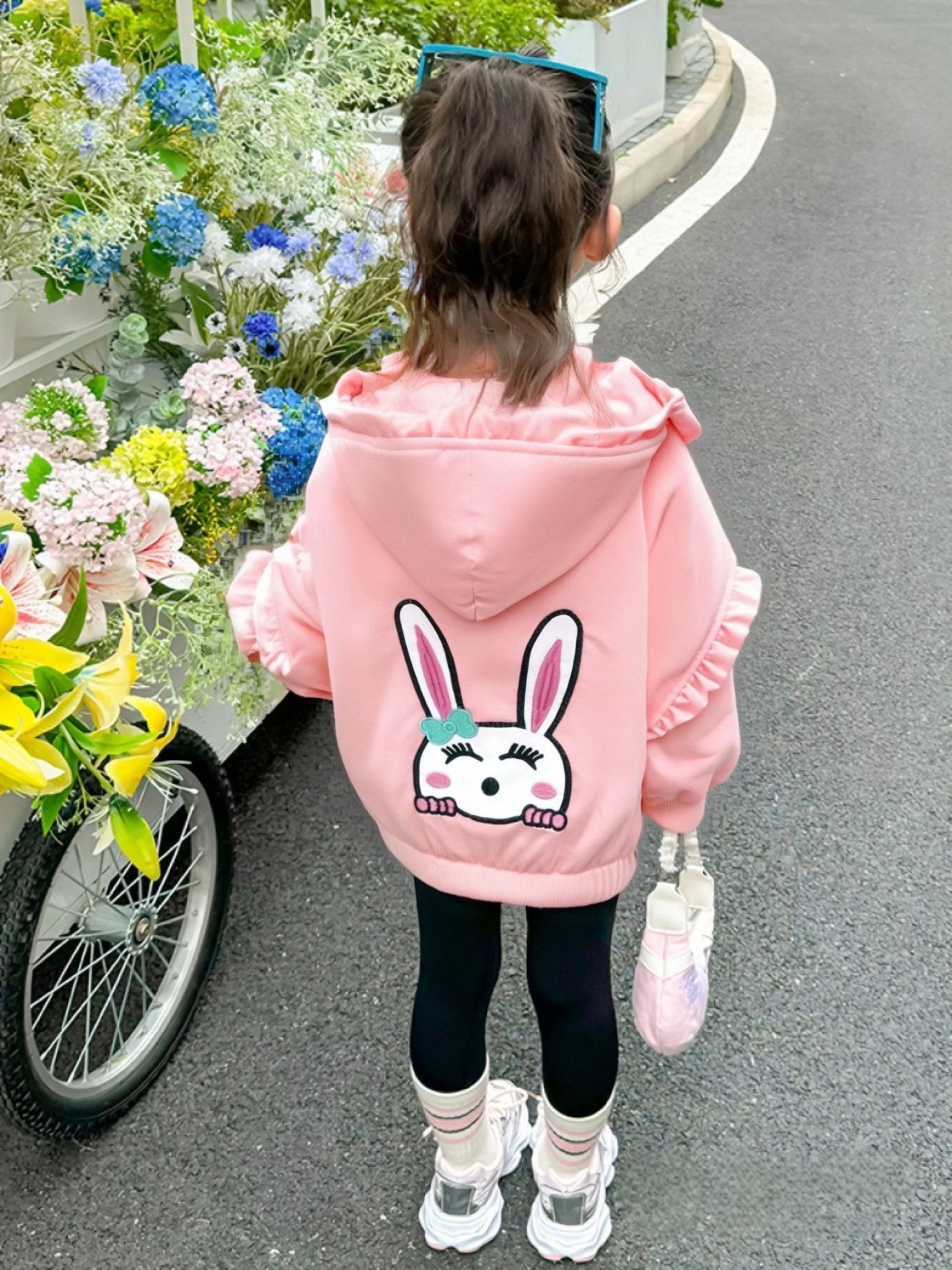 Girls Hooded Jacket Fashion Spring Autumn Long Sleeve Outwear Coat Kids Cartoon rabbit Coat Children Clothing 1 2 3 4 5 6 Years